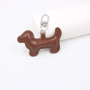 Porte-clés en Similicuir Forme de Chien Teckel Mignon Pendentif de Sac Accessoire de Sac à Main Minimaliste pour Femmes Filles