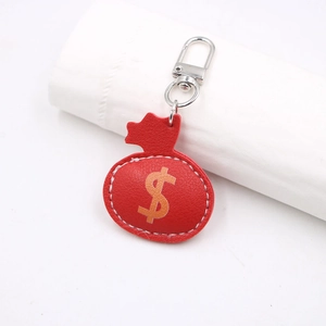 Creative Red PU Leather Money Bag Keychain With Dollar Sign Pendant Alloy Lobster Clasp Bag Charm Daily Accessory