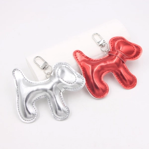 Porte-Clés en Cuir PU Métallique Terrier Écossais pour Femmes Charme de Sac Mode Rembourré Forme de Chien Cousu Accessoire Cadeau