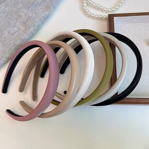 French Style Padded Synthetic Leather Headband For Women Solid Color Thickened Non-Slip Hair Hoop Fashion Daily Headwear