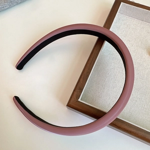 Classic thick French headband in dusty rose cream color with luxury textured finish