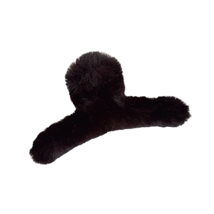 Große Haarklammer aus schwarzem Kunstpelz für Damen, flauschige Shark Clip für Herbst Winter
