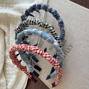 Women Plaid Fabric Headband Non Slip Toothed Hair Band High Cranial Top Fluffy Hair Volume Checkered Hair Accessory For Daily