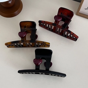 Pinza per Capelli in Acrilico a Forma di Cuore Stile Coreano Vintage Tartarugato Grande Molletta per Capelli Donna