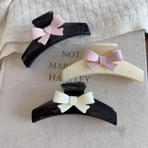 Large Bowknot Hair Claw Clip For Women Elegant Acrylic Shark Clip Sweet Hair Accessories For Thick Hair Daily Styling Hairpin