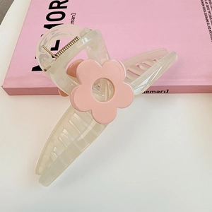 Élégante Grande Pince Crabe à Fleur en Acrylique Couleur Gelée pour Femmes Mode Minimaliste Style Coréen Antidérapant Accessoire Cheveux