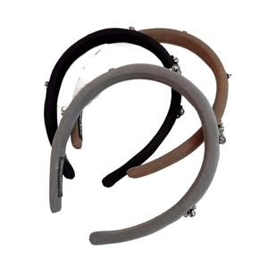 Set of 3 handmade padded headbands with crystals in black brown and grey colors