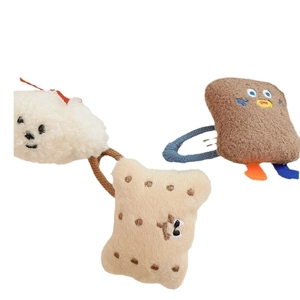 Cute plush cartoon hair scrunchies set featuring bunny and cookie designs for winter