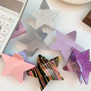 Simple Five-pointed Star Hair Claw Clip Glitter Alloy Sparkly Shark Clip Star Hairpins Hair Accessories For Women