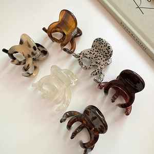 Lot de 6 petites pinces à cheveux en acétate aux motifs variés pour queue de cheval femme
