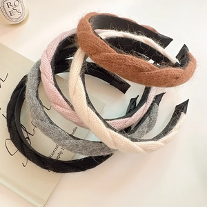 Damen Herbst Winter Warm Zopfmuster Stirnband Breite Krempe Verdreht Handgefertigt Wollgarn Haarband Mode Haarschmuck