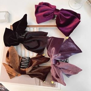 Pince à Cheveux Nœud en Velours de Style Coréen pour Femmes Grande Pince Papillon Élégante en Velours Accessoires Cheveux Automne Hiver