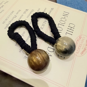 Elegant Marble Pattern Bead Elastic Hair Ties Ruffled Fabric Scrunchies Retro Ponytail Holders Women Daily Hair Jewelry