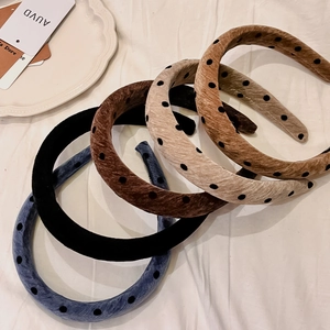 French Retro Polka Dot Padded Headband For Women Vintage Wide Fabric Hairband Sweet Fashion Daily Party Headwear Accessories