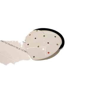 Élastique à cheveux en acétate en forme de cœur avec strass colorés et élastique noir