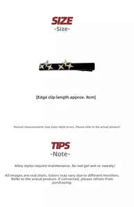 Detail of 8cm black alloy hair clip with sparkling rhinestone star decorations