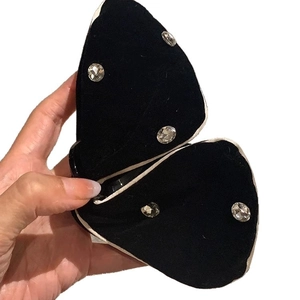 Elegant black velvet hair claw clip with sparkling rhinestones for women hair styling