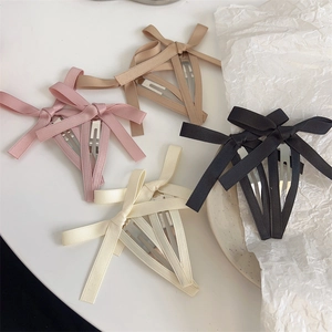 Dolci Fermagli per Capelli con Fiocco in Nastro di Raso per Donna 2 Pezzi Minimalisti Fermagli a Becco d'Anatra Moda Accessori