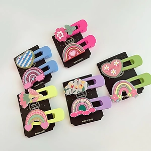 Lot de 10 barrettes colorées macaron pour enfants avec jolis motifs arc-en-ciel et fleurs