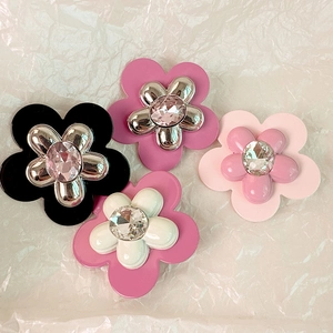 Dolce Fermaglio per Capelli a Fiore a Cinque Petali a Doppio Strato Delicato PC Metallo Strass Becco d'Anatra per Donna Accessori Capelli