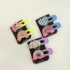 Lot de jolies barrettes à motifs de cœurs et arcs-en-ciel pour coiffures de fillettes