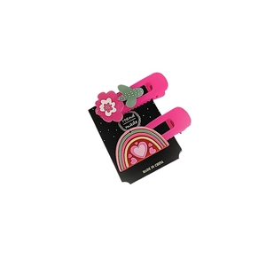 Barrettes roses mignonnes cactus et arc-en-ciel pour filles sur carte faite main