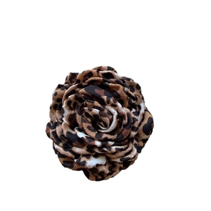 Large leopard print rose hair claw clip made of layered fabric with a stylish leopard pattern