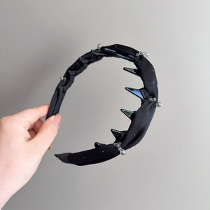 Serre-tête de luxe noir avec cristaux étincelants et dents de peigne antidérapantes