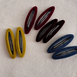 Lot de 8 barrettes BB ovales vintage en velours aux couleurs Morandi sur toile