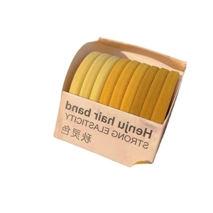 Set of 10 gradient yellow elastic hair ties made of high-stretch knitted cotton fabric