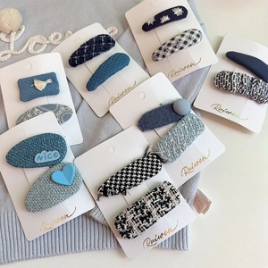 Retro Tweed Karo Bestickte Haarspangen Für Mädchen Baumwollstoff Geometrische BB Clips Kinder Haarschmuck Elegante Haarnadeln