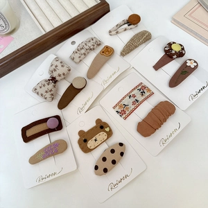 Lot de barrettes pour filles style coréen avec motifs floraux à pois et broderies d'ours