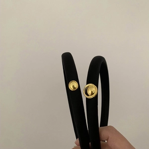 Vintage Gold Button Padded Headband Elegant Black Fabric Hairband Fashion Minimalist Headpiece Women Hair Accessories