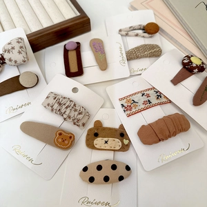 Lot de barrettes à cheveux en tissu fait main avec motifs floraux et oursons