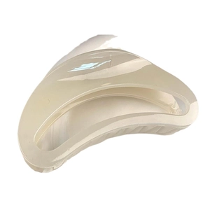 Minimalist ivory hollow crescent hair claw clip with glossy pearlescent finish for women
