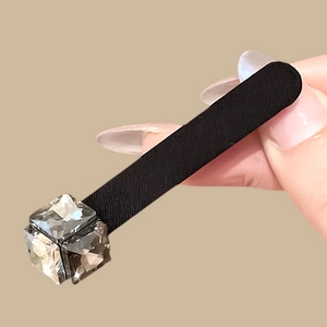 Fermaglio per capelli nero minimalista con cubo di cristallo sfaccettato per stile elegante