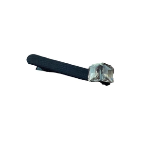 Fermaglio per capelli nero minimalista con strass quadrato grigio e clip a becco d'anatra