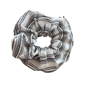 French style sea salt blue striped scrunchie for women hair styling in 2025