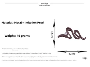 Spécifications de taille pour la pince à cheveux en métal mat marron avec perle