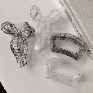 Elegant Lace Pattern Acrylic Hair Claw Clip For Women Vintage Bow Geometric Shark Clip High-End Mature Hair Accessory