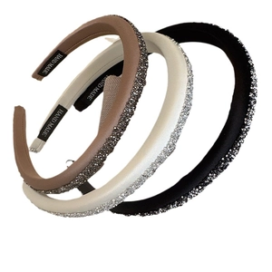 French style padded sponge headbands with sparkling rhinestones in black, beige, and coffee