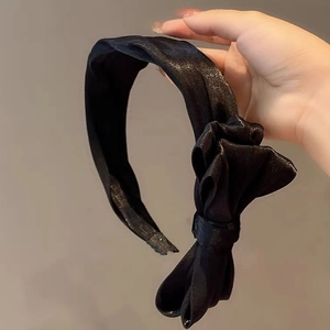 Serre-tête à Large Bord avec Nœud en Satin Style Français Doux pour Femmes Accessoire Cheveux Rétro Élégant