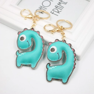 Süßer Cartoon Langer Hals Dinosaurier PU Leder Schlüsselanhänger Damen Tasche Anhänger Zubehör Mit Goldenem Karabinerverschluss