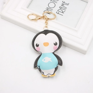 Porte-clés Pinguin Mignon en Cuir PU avec Fermoir Mousqueton Doré Pendentif Accessoire de Sac pour Clés Sac à Dos Cadeau