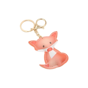 Süßer Fuchs-Schlüsselanhänger aus orangefarbenem PU-Leder mit goldenem Metallverschluss