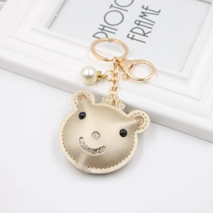 Sektgold PU Leder Krone Bär Schlüsselanhänger Mit Kunstperle Anhänger Niedlicher Cartoon Tier Tasche Anhänger Zubehör Für Damen Mädchen