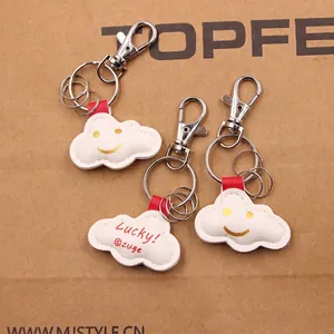 Süßer Heilender Smiley Wolke Leder Schlüsselanhänger Lucky Girl Auto Schlüsselanhänger Tasche Anhänger Dekoratives PU Leder Wolke Zubehör
