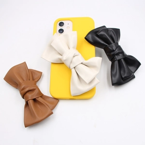 3D PU Leather Bowknot Phone Case Accessory Handmade DIY Wrist Strap Decoration Material For iPhone Samsung Cell Phone Case