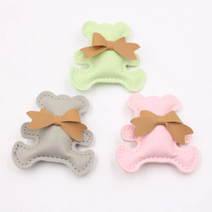 Cute Cartoon Bear PU Leather DIY Phone Case Accessory With Bow Stitched 3D Padded Bear Charm For Phone Strap Decor