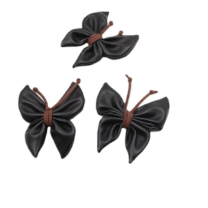 Handmade black leather butterfly pendants for DIY crafts and phone case accessories